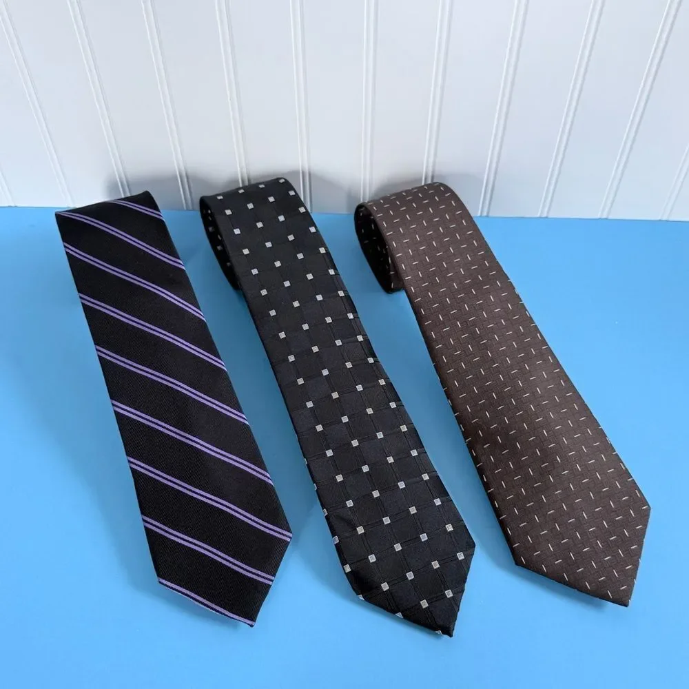 Bundle Of 3 U.S. Polo Assn. Men's Tie Trio - Black, Purple, Brown